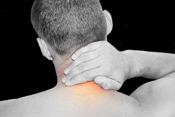 Osteochondrosis of the cervical spine in a man.